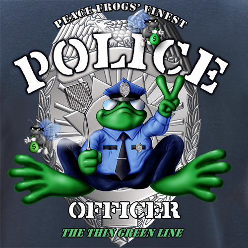 Peace Frogs Adult Police Short Sleeve TShirt, Classic Color Short